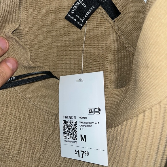 Forever21 Sweater-Knit Halter Crop Top in Cappuccino Brown NWT — Medium - Picture 6 of 6